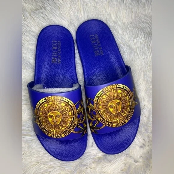 Versace Men's Jeans Couture Gummy Sun Baroque Slide Sandals - Picture 3 of 6